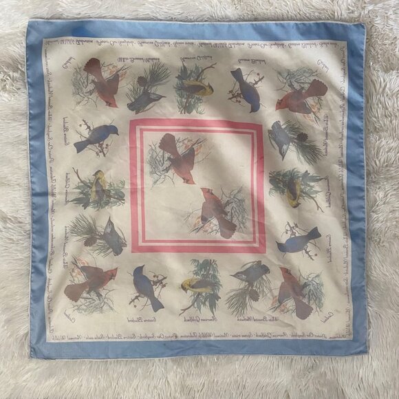 Vtg 1975 National Wildlife Federation Protect our Songbirds Square Scarf 22"x22" - Picture 10 of 10